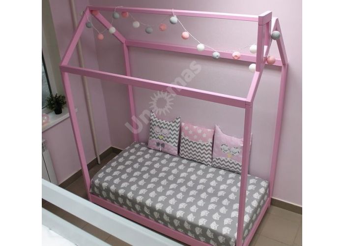 Кроватка-домик Монтессори розовая (90х180)