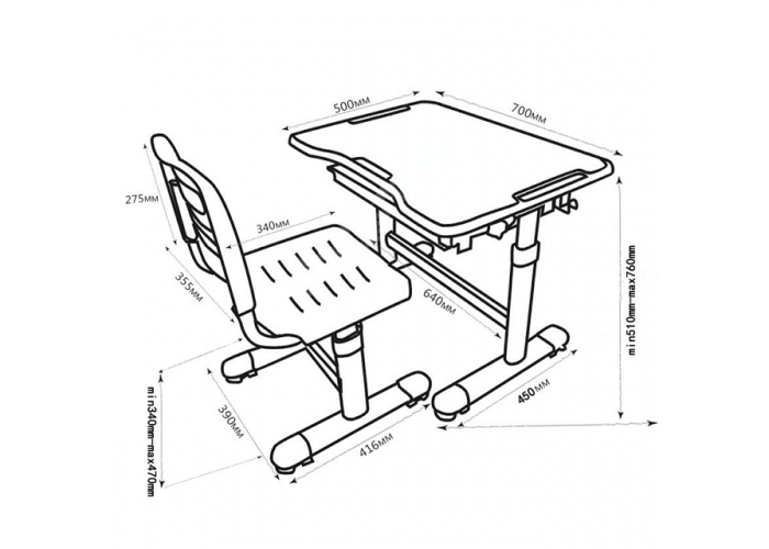 Комплект парта + стул трансформер Sole