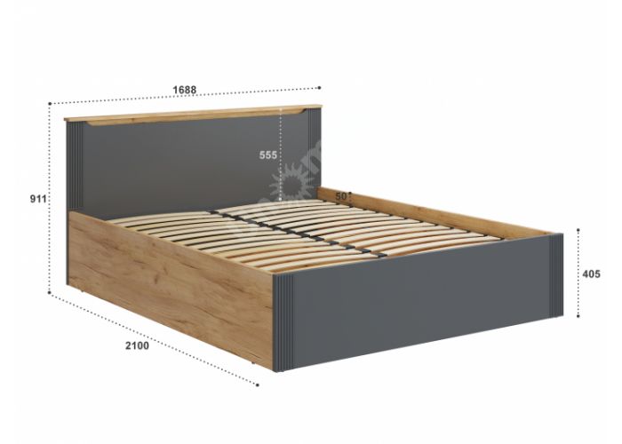 Эмилия Кровать с подъемным механизмом ЭЛ-35 дуб крафт золотой/графит