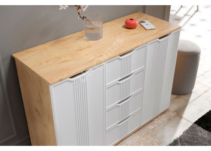 Эмилия Комод ЭЛ-21 дуб крафт золотой/меренга