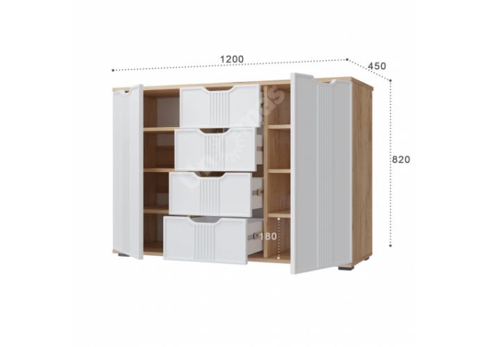 Эмилия Комод ЭЛ-21 дуб крафт золотой/меренга