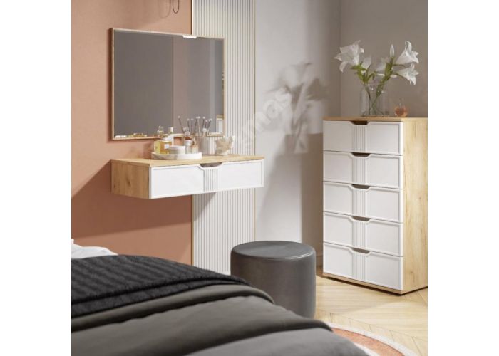 Эмилия Комод ЭЛ-18 дуб крафт золотой/меренга