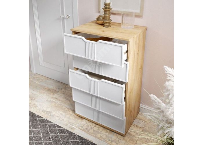 Эмилия Комод ЭЛ-18 дуб крафт золотой/меренга