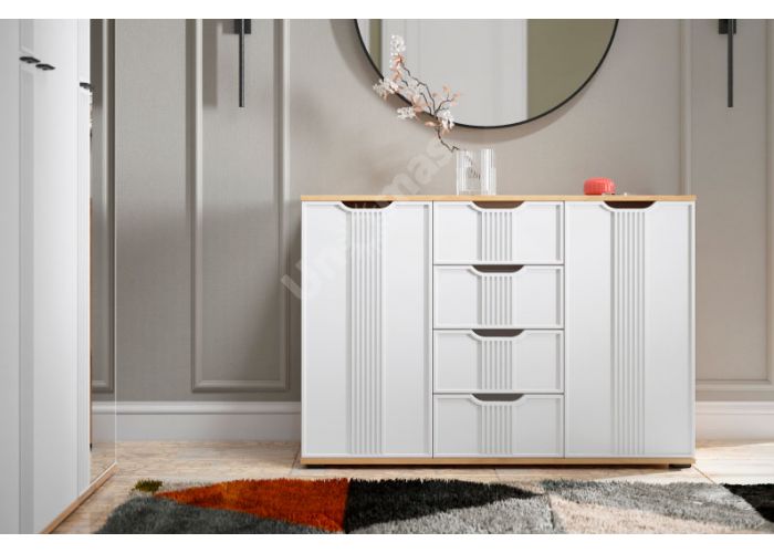 Эмилия Комод ЭЛ-21 дуб крафт золотой/меренга