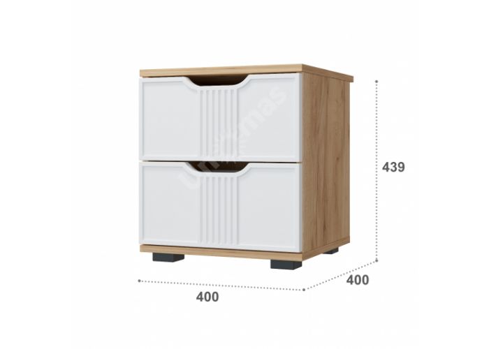 Тумба прикроватная Эмилия ЭЛ-25 дуб крафт золотой/меренга