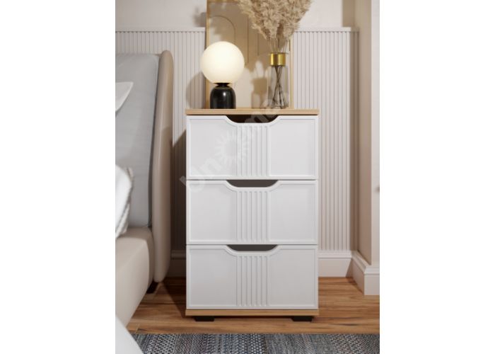 Тумба прикроватная Эмилия ЭЛ-26 дуб крафт золотой/меренга