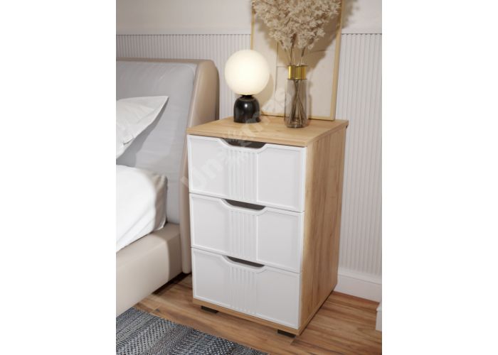 Тумба прикроватная Эмилия ЭЛ-26 дуб крафт золотой/меренга