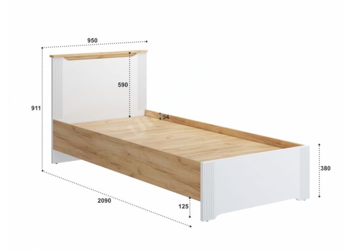 Эмилия Кровать ЭЛ-27 дуб крафт золотой/меренга