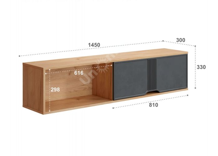 Полка Эмилия ЭЛ-41 дуб крафт золотой/графит
