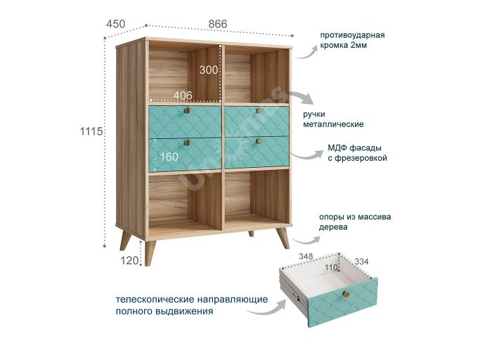 Пенал Велламо, ВО-03 блэквуд ячменный/бирюза