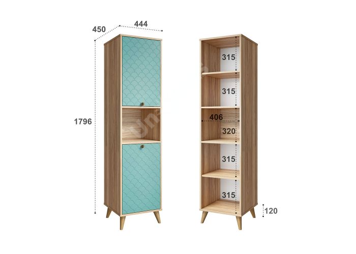 Пенал Велламо, ВО-03 блэквуд ячменный/бирюза