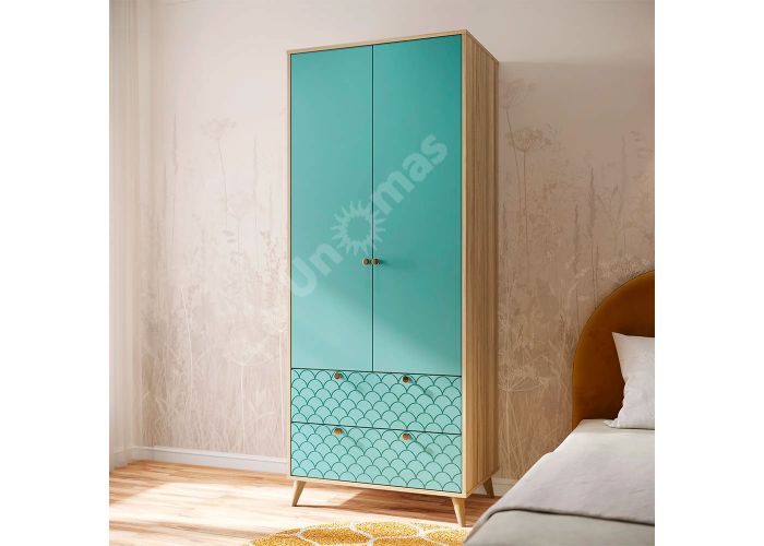 Шкаф Велламо, ВО-07 блэквуд ячменный/бирюза