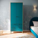 Шкаф Велламо ВО-07, блэквуд ячменный/морская волна