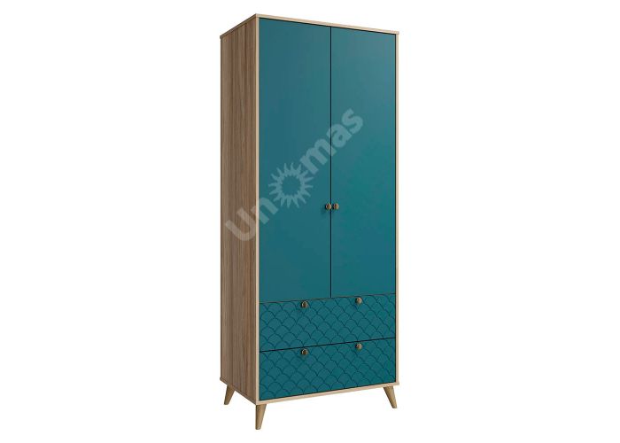 Шкаф Велламо, ВО-07 блэквуд ячменный/морская волна