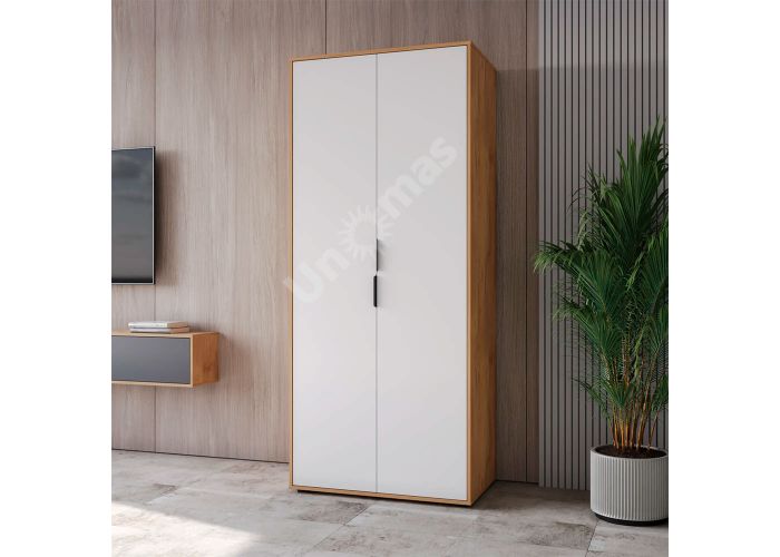 Шкаф для одежды Оптима, ОП-01 дуб крафт золотой/меренга