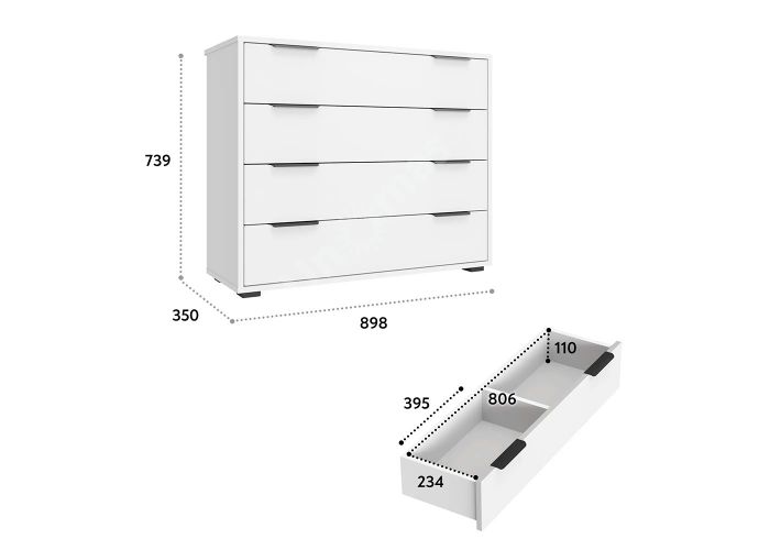 Комод Оптима, ОП-04 белый структурный/меренга