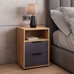 Тумба прикроватная Оптима, ОП-07 дуб крафт золотой/графит