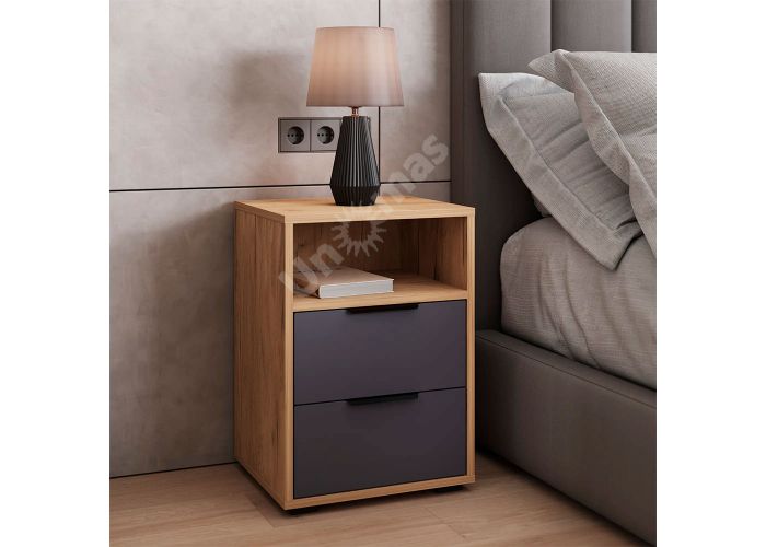 Тумба прикроватная Оптима, ОП-07 дуб крафт золотой/графит