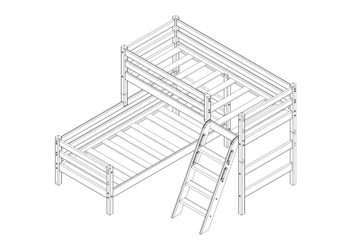 Угловая кровать Соня с наклонной лестницей Вариант 8