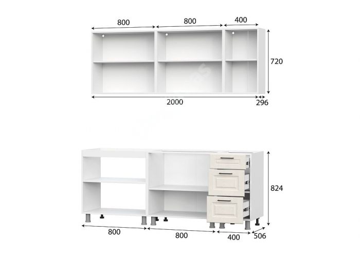 Кухонный гарнитур Грейвуд МДФ 2,0 м  (без столешницы)