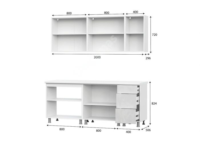 Кухонный гарнитур Модерн NEW  Белый глянец (Бруно) / Белый глянец (Бруно) 2,0 м (без столешницы)