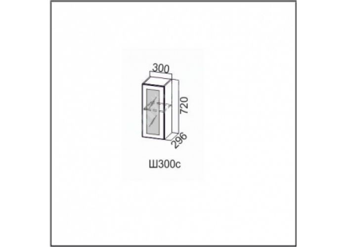 Вектор, Ш300c/720 Шкаф навесной 300/720 (со стеклом)