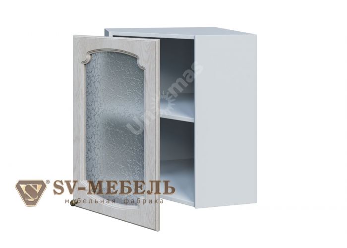 Классика Сосна белая, Ш600ус/720 Шкаф навесной угловой (со стеклом)