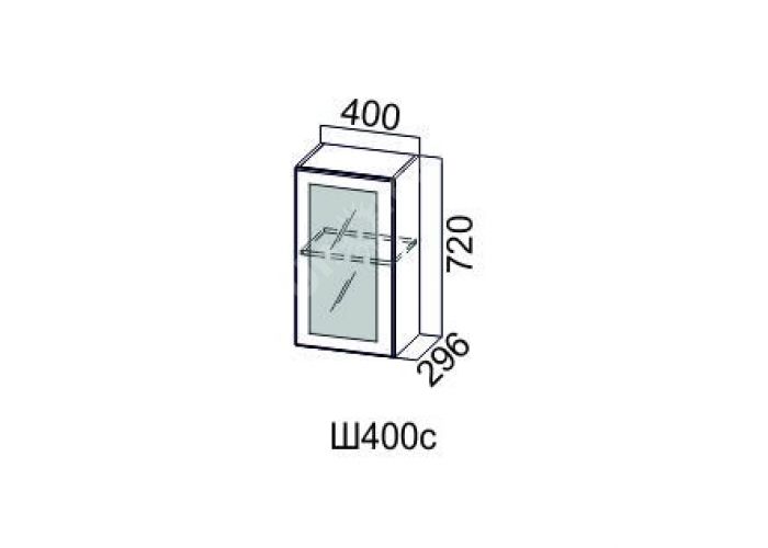 Классика Сосна белая, Ш400с/720 Шкаф навесной (со стеклом)